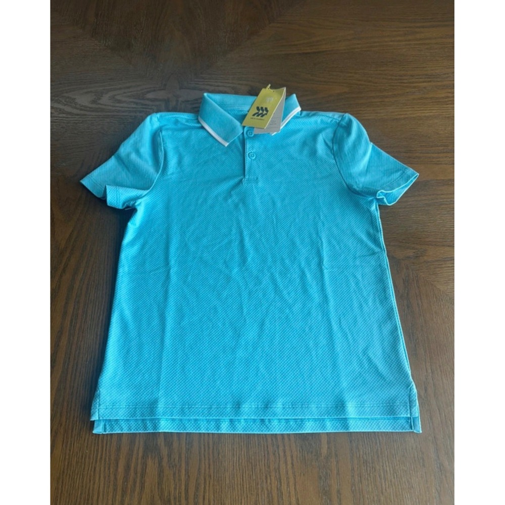 All in Motion Boys Textured Golf Polo Shirt Sky Blue S 6/7 Moisture Wicking NWT